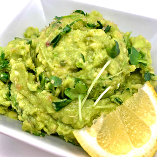 Green Salsa Guacamole with Microgreens