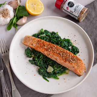 Garlic Butter Salmon with Sautéed Spinach