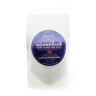 Norwegian Fine Flake Sea Salt - AVAILABLE IN A 175g POUCH and Shaker Bottle. Fresh, crisp Flaky Sea Salt hand-harvested from the Norwegian Sea. 