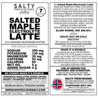 SALTED MAPLE ELECTROLYTE LATTE made with Organic MCT + Organic Mushroom Coffee