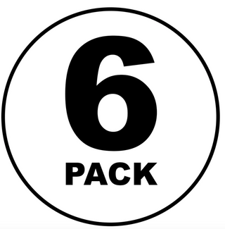 This is the logo used to indicate that a Salty Provisions Product is avail in a 6 pack to order. 