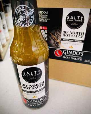 Featuring a bottle of 30 Degree North Hot Sauce made by Salty Provisions.